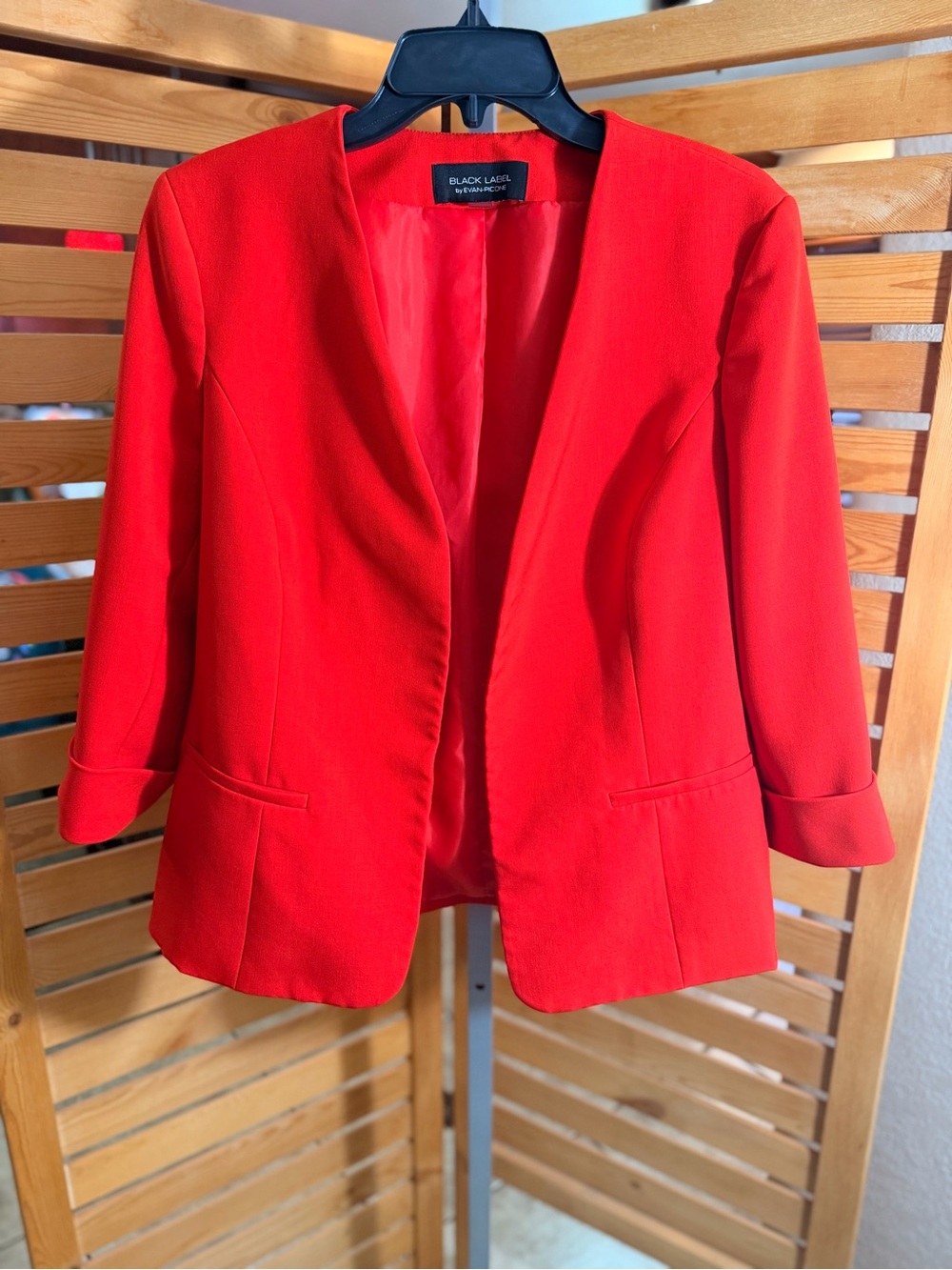Evan Picone Vibrant Red Collarless Blazer
